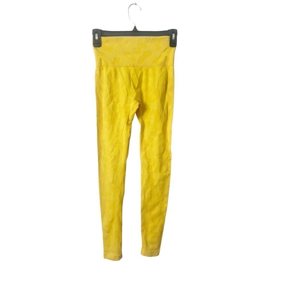 Phat Buddha Yellow‎ The Gracie Leopard Print Athletic Leggings XS/S